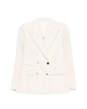 L.B.M. 1911 Linen Blend Double-Breasted Jacket - White