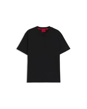 HUGO Waffle-Structured Pajama T-Shirt With Embroidered Logo - Black