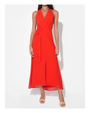 Adelyn Rae Jessika Halter Midi Dress - Red