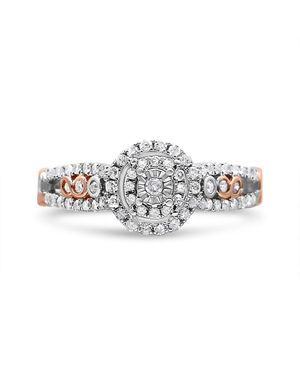 Haus of Brilliance 14K Rose Plated .925 Sterling 1/2 Cttw Round Diamond Double Frame Cross-Over Split Shank Engagement Ring - White