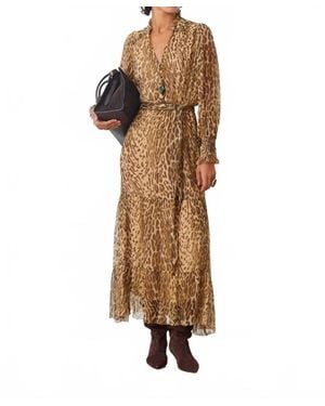 Suncoo Leopard Print Long Dress - Brown