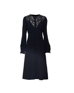 N°21 Midi Dress With Lace Insert And Button Detailing - Blue