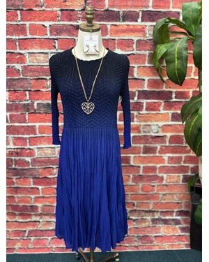 Vanity Couture Oh Come To Me Long Sleeve Midi Dress - Blue