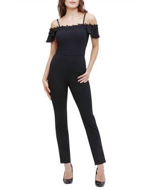 Kensie Crepe Scuba Cold Shoulder Jumpsuit - Black
