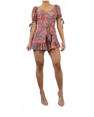 SurelyMine First Impression Ruffle Romper - Red