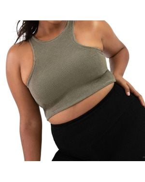 Bloch Crinkle Washed Racerback Crop Tank Top - Green