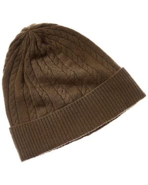 Brodie Cashmere Cable Pom Pom Cashmere Hat - Brown