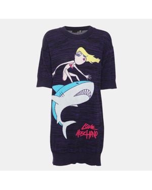 Love Moschino Printed Jersey Midi Dress - Blue