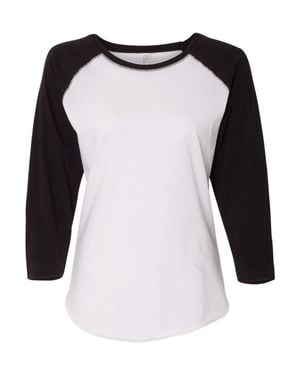 L.A.T Baseball Fine Jersey Three-Quarter Sleeve Tee - Black