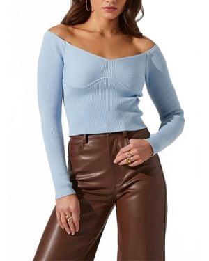 Astr Harlie Off-Shoulder Sweater - Blue