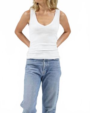 LNA V-Neck Slim Ribbed Tank Top - Blue