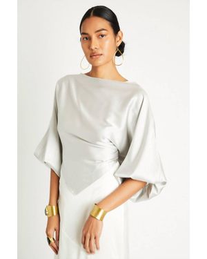 Beryll Ali Silk Wrap Top - Gray