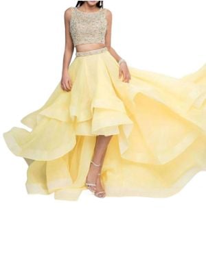 Terani Two Piece Glittering Prom Dress - Yellow