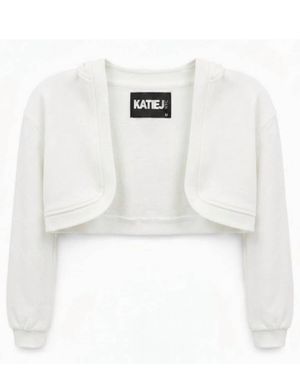 KatieJnyc Girl's Tristan Shrug Hoodie - White