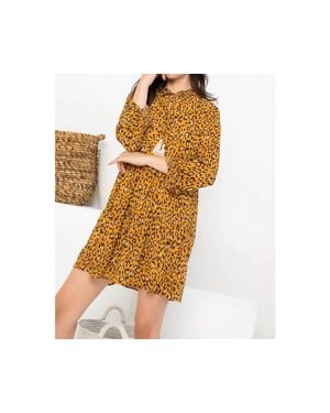 Thml Cheetah Print Tiered Dress - Yellow