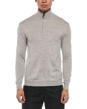 N.Peal Cashmere N. Peal Regent 1/2-Zip Cashmere & Silk-Blend Mock Neck Sweater - Gray