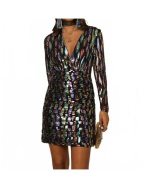 RIXO London Golden Mini Dress - Black