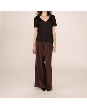 Grace & Mila Stardust Lurex V-Neck T-Shirt - Black