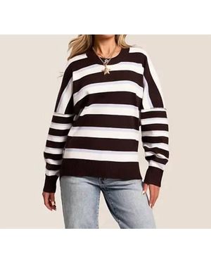 Free People Alma Striped Sweater - Black