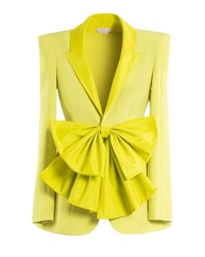 Saiid Kobeisy Crepe Tailored Jacket With Taffeta Collar And Bow - Yellow
