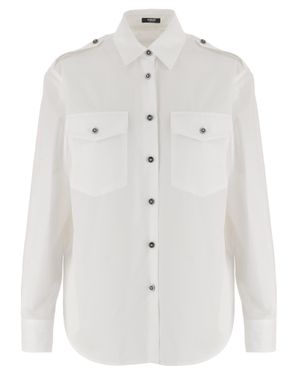 Versace Cotton Shirt With Contrasting Buttons - White