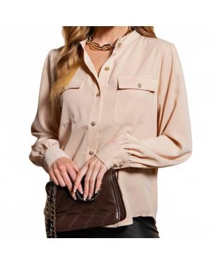 Kori Silky Button Up Blouse - Brown