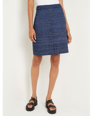 Misook Shimmer Tweed Knit Mini Skirt - Blue