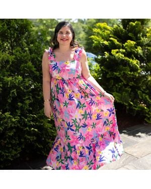 First Love Floral Print Tie-Back Sleeveless Maxi Dress - Green