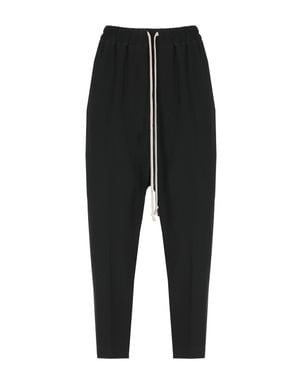 Rick Owens Cropped Pants With Front Laces And Relaxed Fit - Black