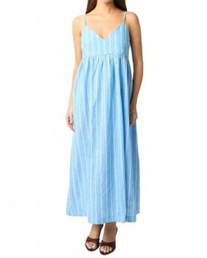 Olivaceous Oliva Birdie Stripe Maxi Dress - Blue