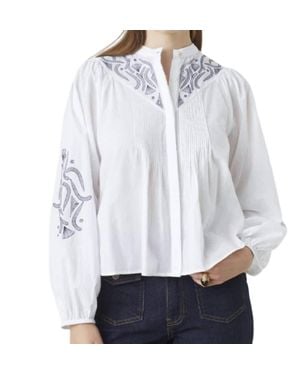 Suncoo Livio Embroidered Cotton Voile Blouse - White