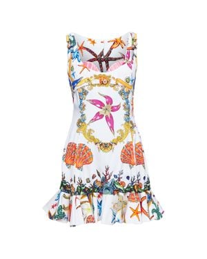 Versace Runway Tresor De La Mer Starfish Corset Flounce Dress - White
