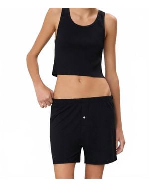ÉTERNE Cropped Scoop Neck Tank - Black