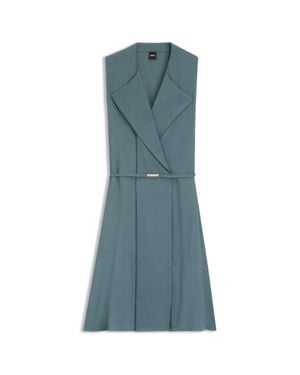 BOSS Crepe Wrap Dress With Belt - Blue