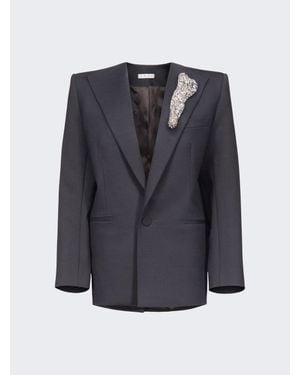 Area Crystal Bone Relaxed Blazer - Black