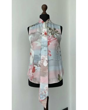 Ted Baker Mint Choc Chip Tie Neck Blouse - Gray