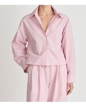 Apiece Apart Cropped Isolde Button Down Shirt - Pink