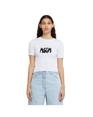 MSGM Cotton T-Shirt - Blue
