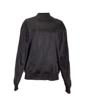 Alaïa Embroidered Logo Mock Neck Sweater - Gray