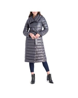 Via Spiga Quilted Long Puffer Jacket - Blue