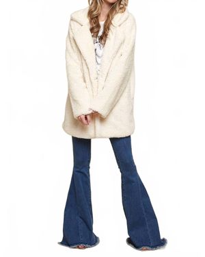 Saints & Hearts Cozy Oversized Teddy Jacket With Pockets - Blue
