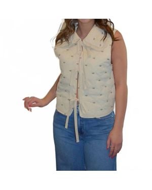 A & She Charlotte Bow Puff Vest - Natural