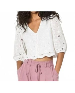 Apricot Daisy Broderie Top - White