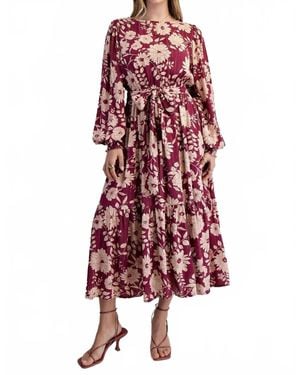 Easel Floral Printed Dress - Red