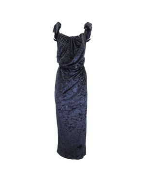 Jacquemus La Robe Velours Le Chouchou Long Asymetric Draped Dress - Blue