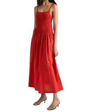 MODERN CITIZEN Venus Smocked Organic Cotton Midi Dress - Red