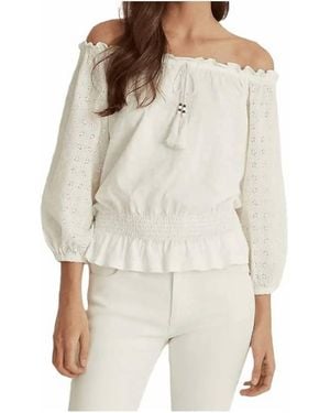 Ralph Lauren Off Shoulder Puff Sleeve Blouse - Natural
