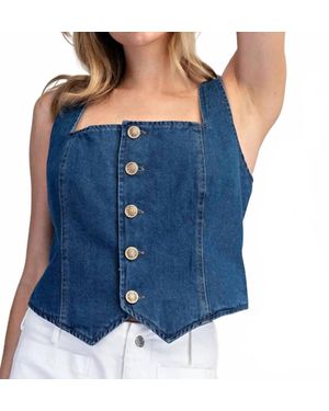 Reformation Cropped Button Up Top - Blue