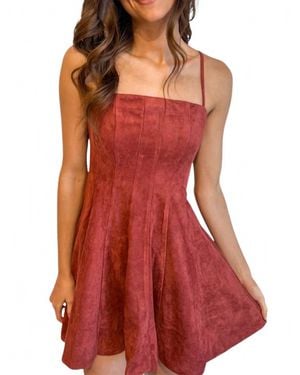 Olivaceous Litzy Suede Dress - Red