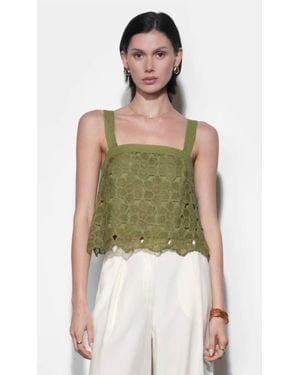 Greylin Kandace Crochet Lace Sleeveless Top - Green